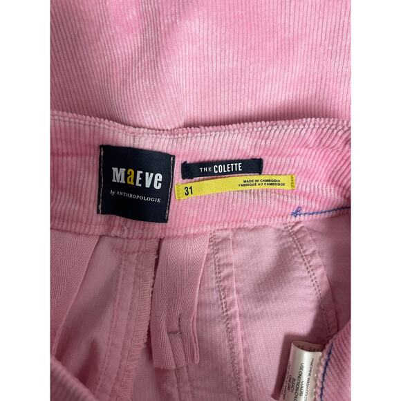 Maeve by Anthropologie The Colette Pant Corduroy pink wide leg cropped size 31 - Picture 2 of 7